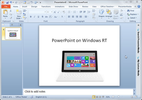 MS Office con PowerPoint para Windows RT