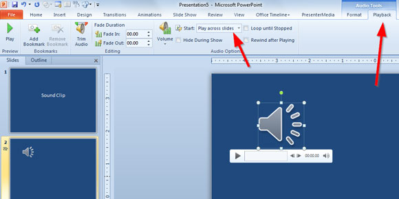 insertar audio powerpoint 2010