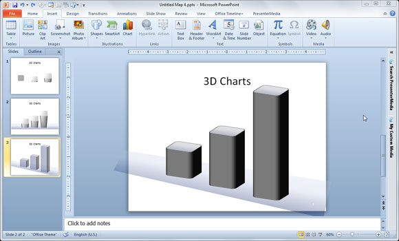Dibujar un gráfico 3D simple en PowerPoint utilizando formas 
