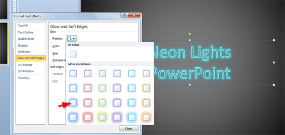 neon powerpoint luces