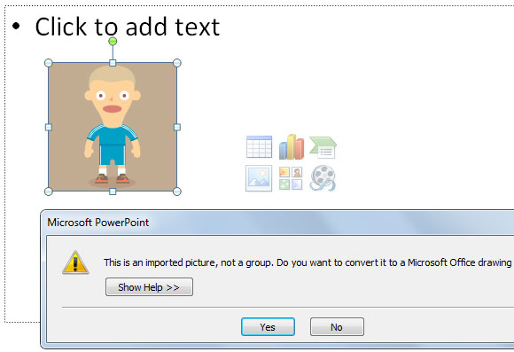 como convertir una figura importada en powerpoint como objeto