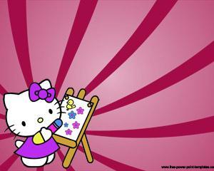 Hello Kitty Pintando PPT PPT Template